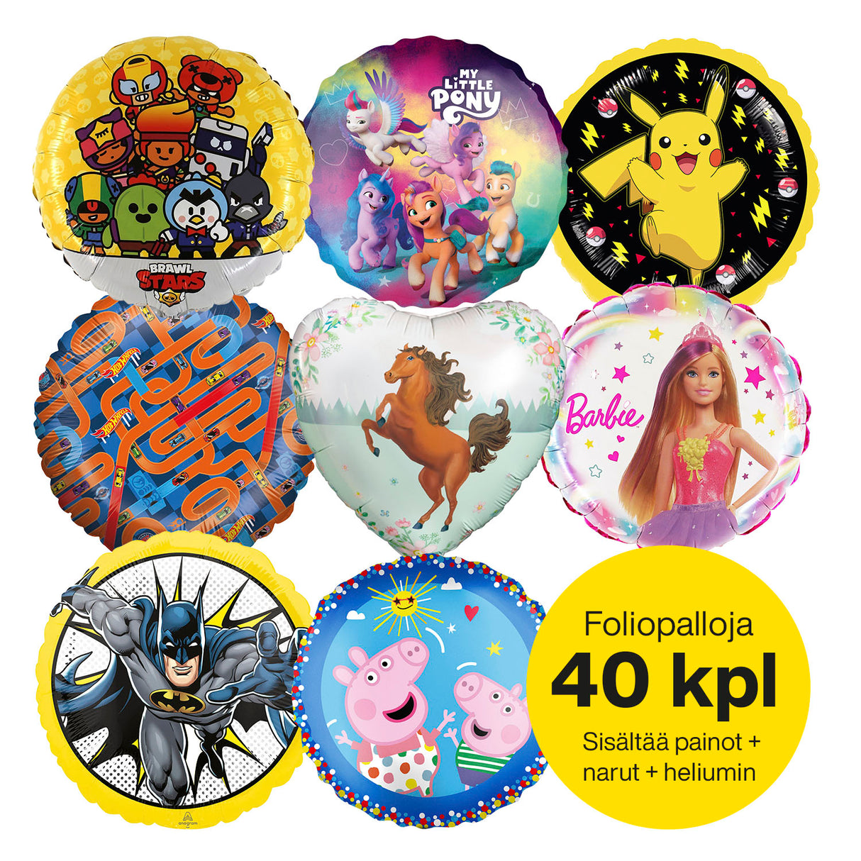 Foliopaketti pientä vappuiloa 40 tavallista foliopalloa