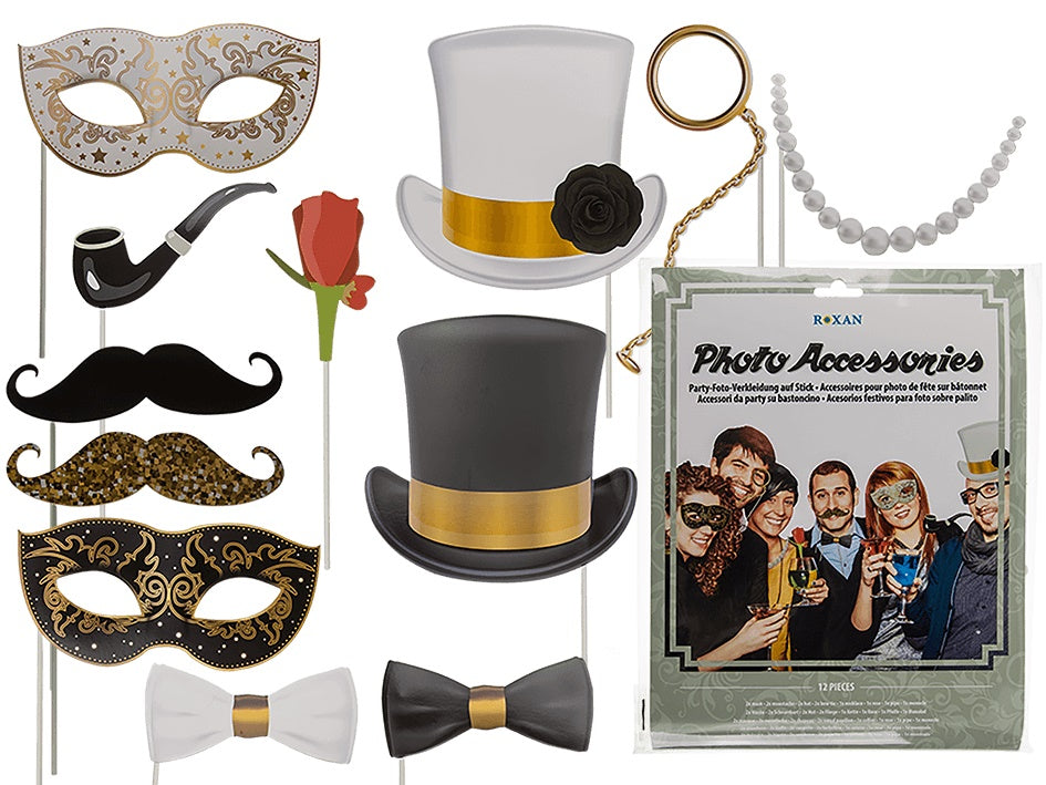 Photo Booth Glamour tarvikkeet 12 kpl/pkt