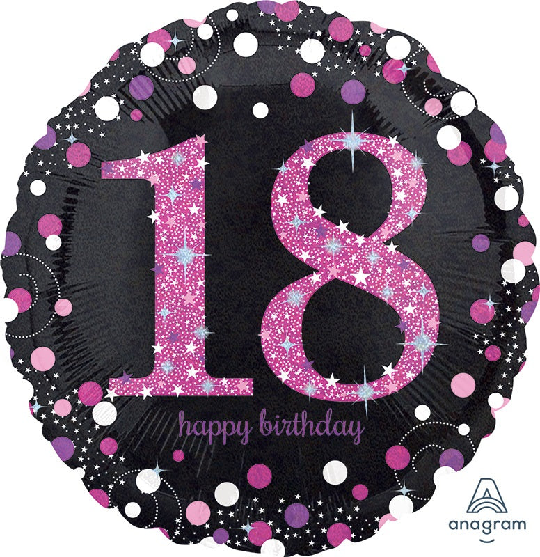 Happy Birthday 18 pinkki foliopallo