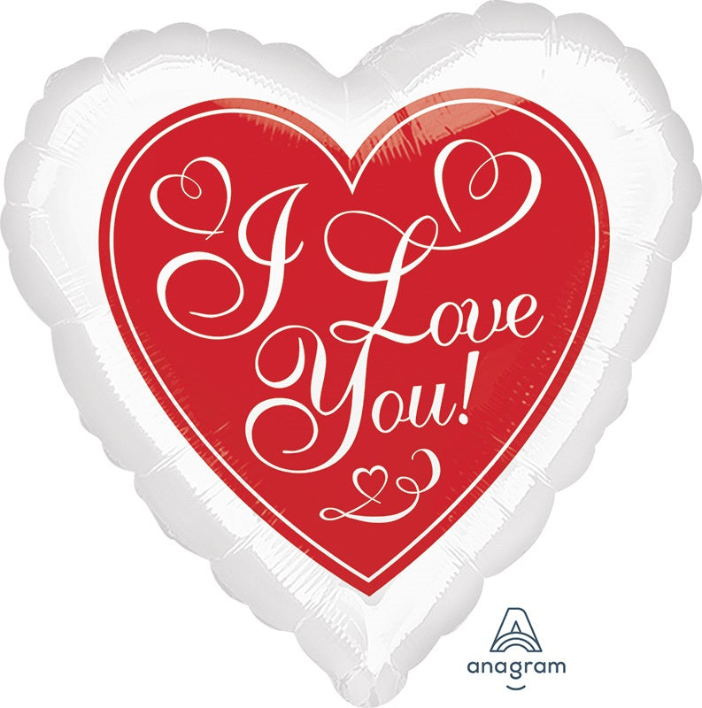 I love you valkopunainen sydän foliopallo