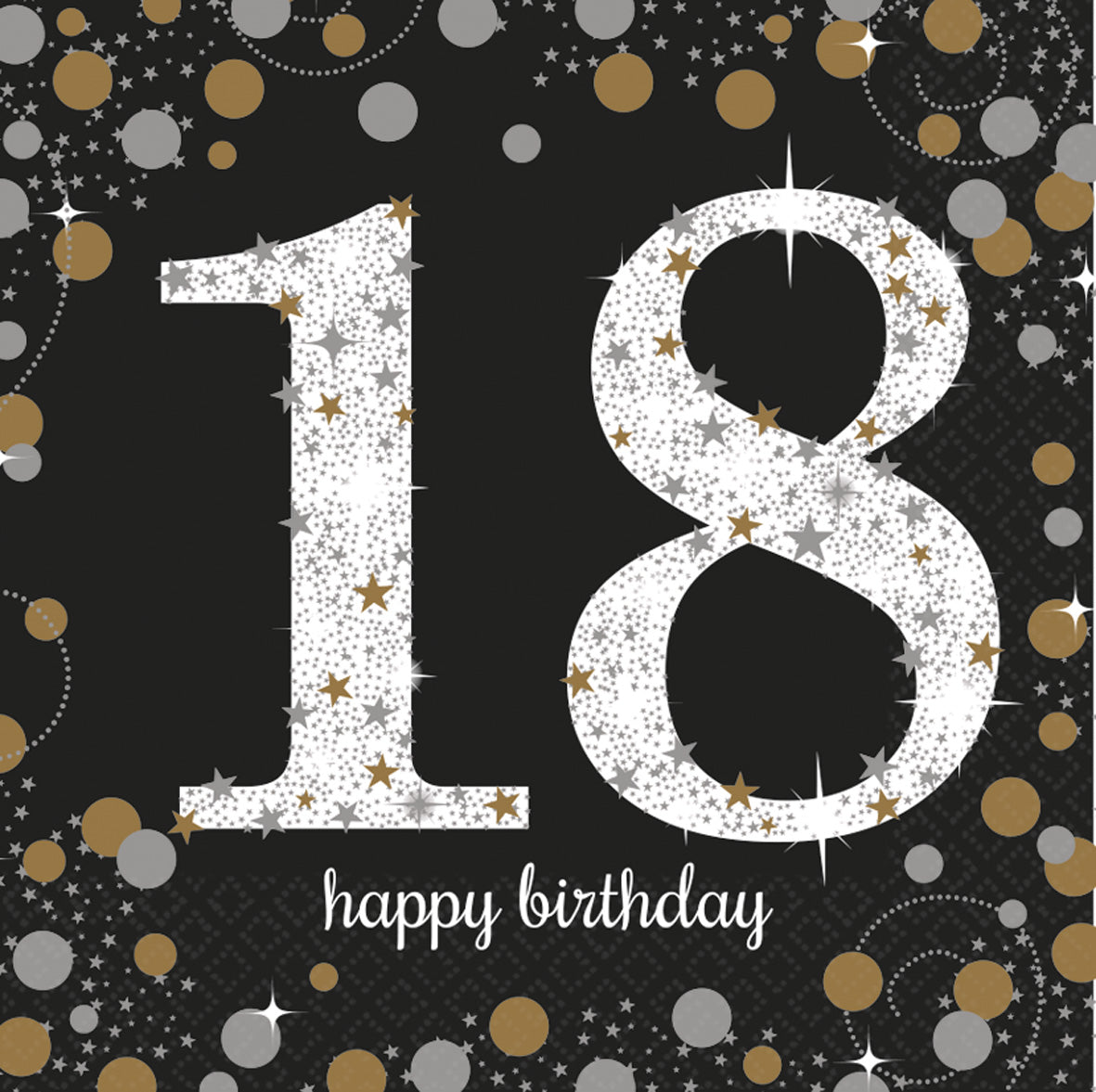 Happy Birthday 18, suuri lautasliina 16 kpl/pkt
