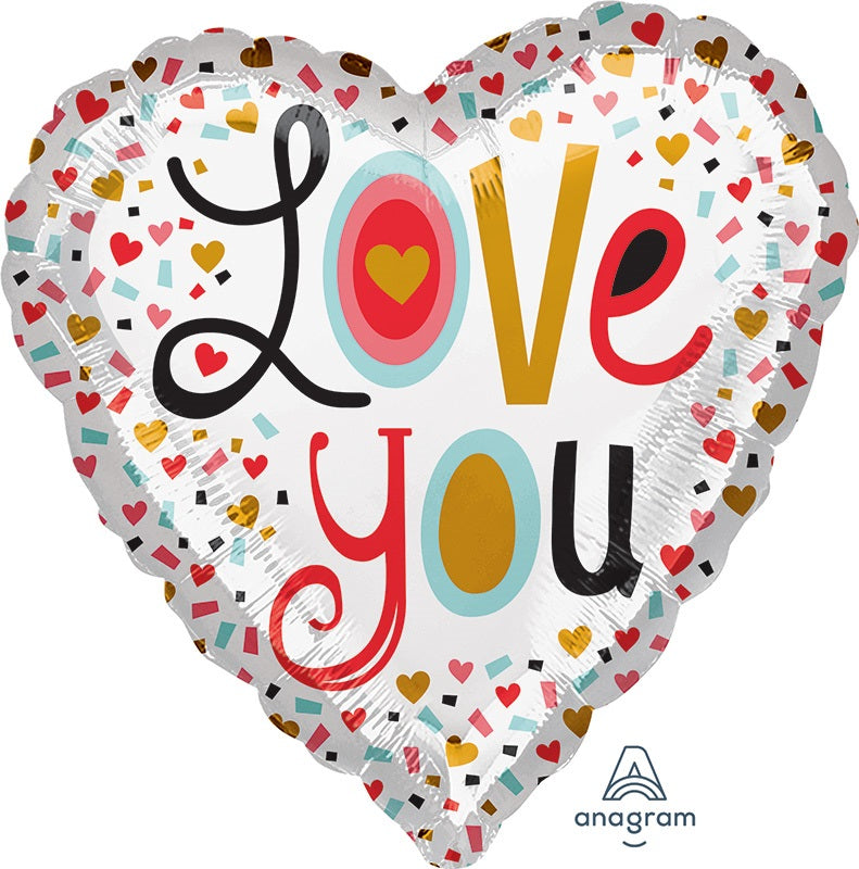 Love you confetti foliopallo
