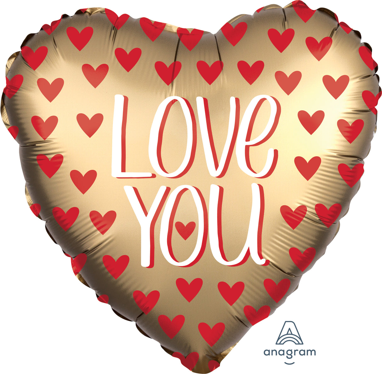 Love you sydämin satiinikulta sydän  foliopallo