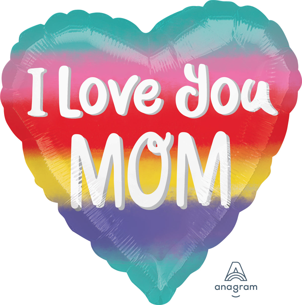 I love you Mom sateenkaari sydän foliopallo