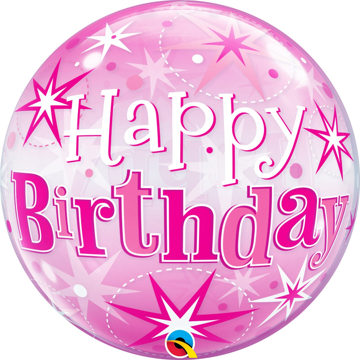 Happy Birthday pinkki läpikuultava kuplailmapallo