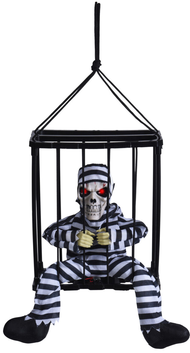 Halloweenkoriste luuranko häkissä