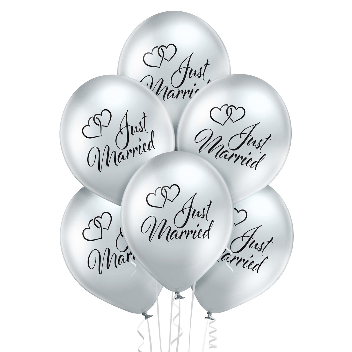 Just married ilmapallo metallikromihopea 6 kpl/pss