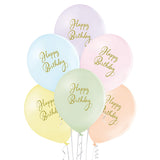 Ilmapallo 30 cm Happy Birthday pastellivärit 6 kpl/pss