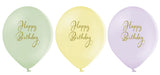 Ilmapallo 30 cm Happy Birthday pastellivärit 6 kpl/pss