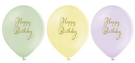 Ilmapallo 30 cm Happy Birthday pastellivärit 6 kpl/pss