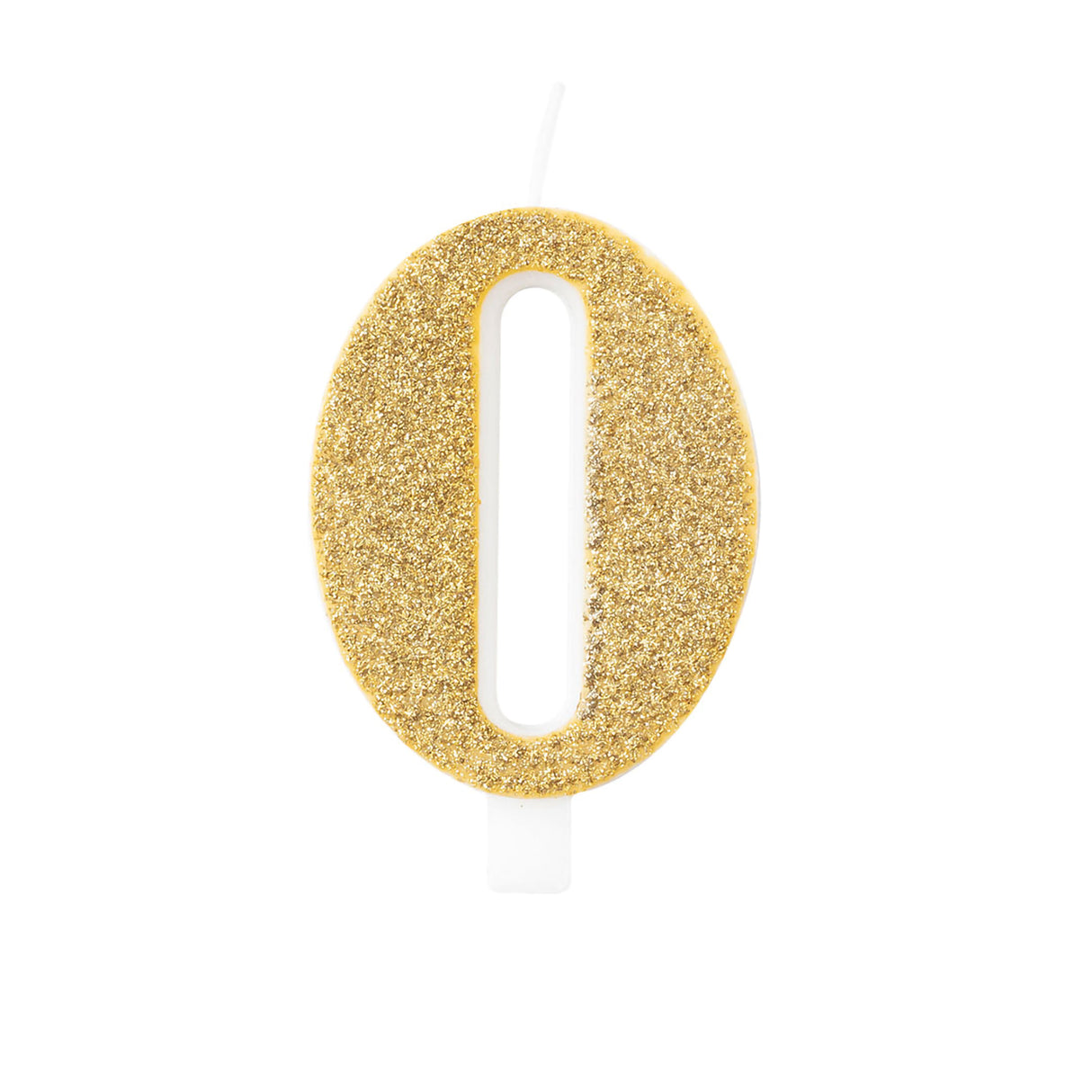 Numerokynttilä 0 kullanvärinen bio-kimalle 9,5 cm