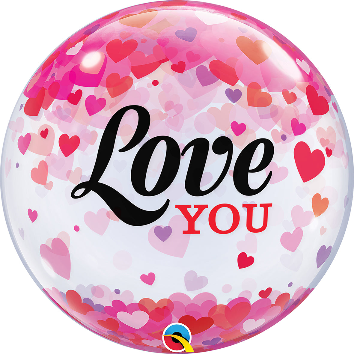 Love You sydämet läpikuultava kuplailmapallo