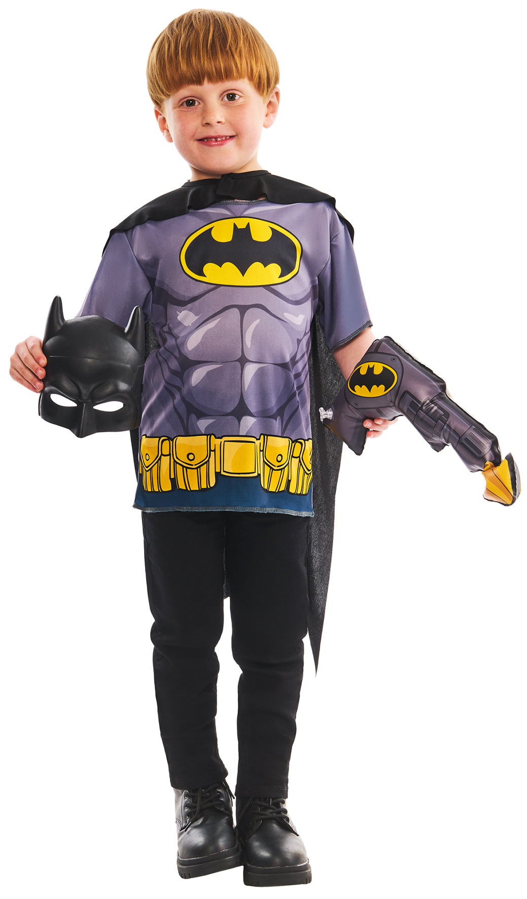 Batman asusetti; paita, viitta, maski ja ase