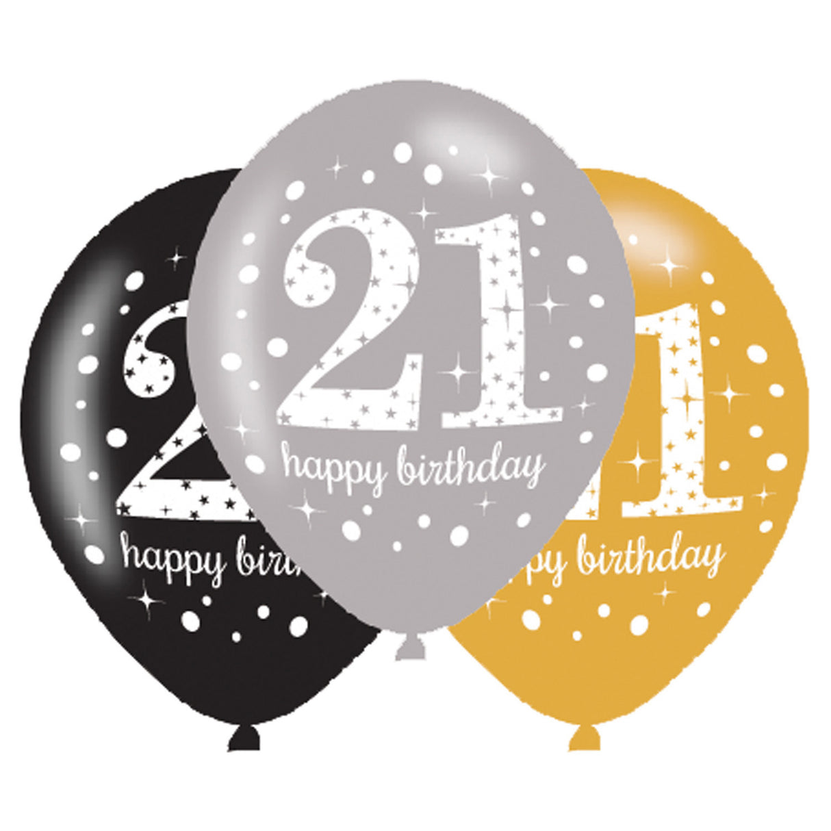 Ilmapallo 28 cm 21 Happy Birthday 6 kpl/pss