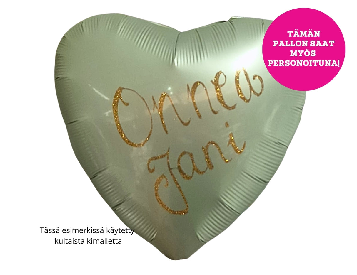 Satiinimintunvihreä sydän foliopallo