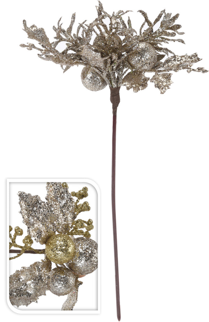 Lehväkoriste kimalteella tikussa