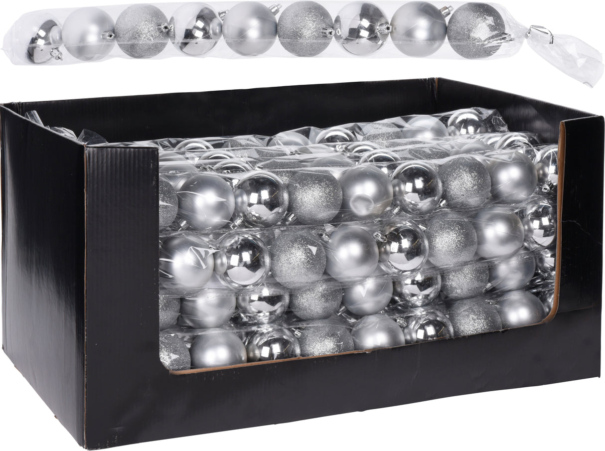 Joulupallo 60mm hopeanvärinen 9kpl/pkt