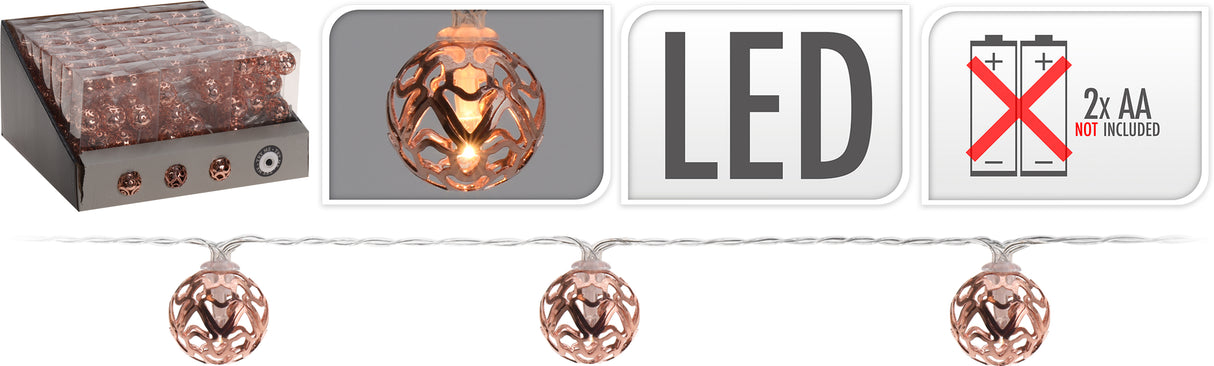 Valoköynnös kuparipallo 10 LED valoa