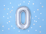 Numerofolio 0 hopeanvärinen ilmatäytteinen 35 cm