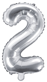 Numerofolio 2 hopeanvärinen ilmatäytteinen 35 cm