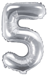 Numerofolio 5 hopeanvärinen ilmatäytteinen 35 cm