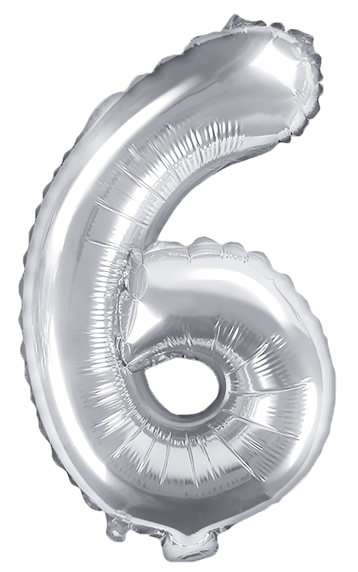 Numerofolio 6 hopeanvärinen ilmatäytteinen 35 cm