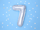 Numerofolio 7 hopeanvärinen ilmatäytteinen 35 cm