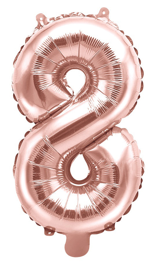 Numerofolio 8 ruusukullanvärinen ilmatäytteinen 35 cm