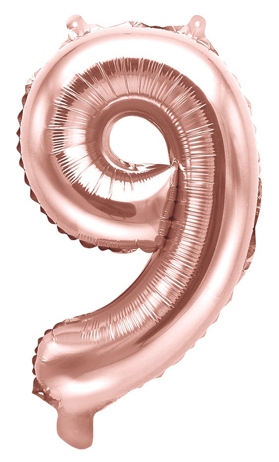 Numerofolio 9 ruusukullanvärinen ilmatäytteinen 35 cm