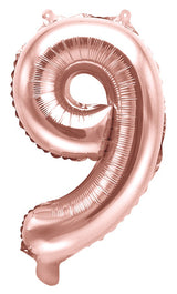 Numerofolio 9 ruusukullanvärinen ilmatäytteinen 35 cm