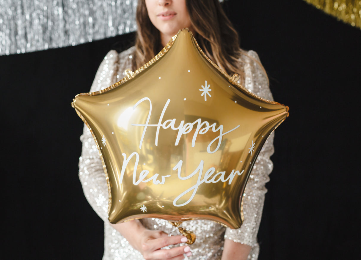 Happy New Year tähti foliopallo