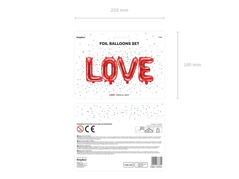 Love kirjaimet punainen ilmatäytteinen foliopallo 140 x 35 cm