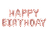 Happy Birthday ruusukulta ilmalla täytettävä foliopallosetti