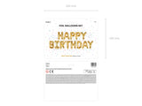 Happy Birthday kirjaimet foliopallosetti kullanvärinen