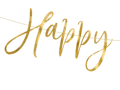 Happy New Year kirjainnauha kullanvärinen 18 x 66 cm