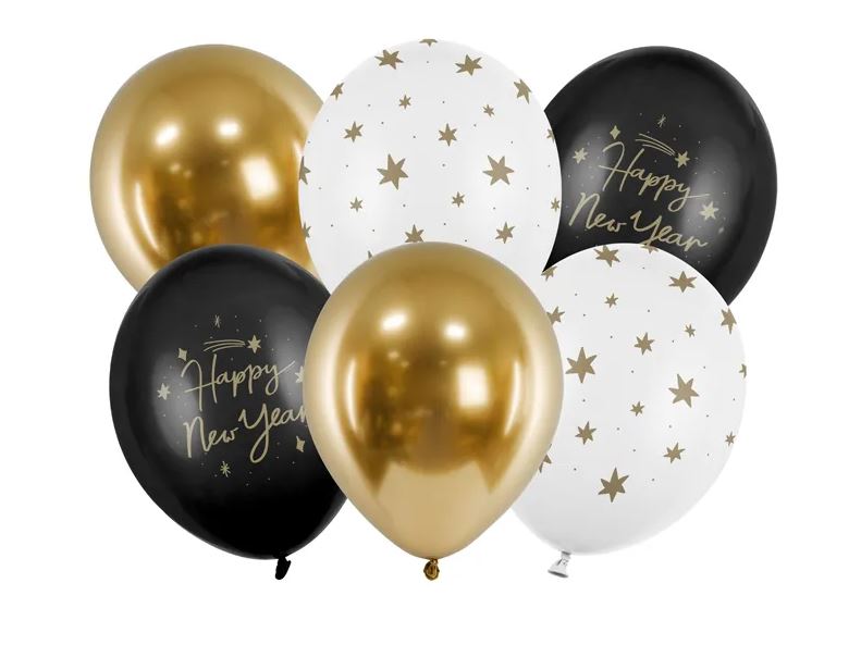 Happy New Year ilmapallo 30 cm 6 kpl/pss