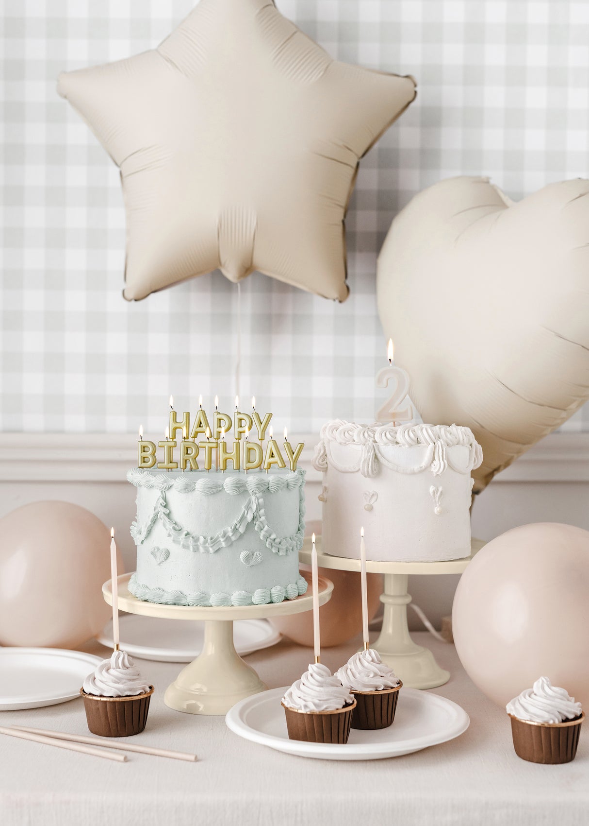 Kakkukynttilät Happy Birthday kullanvärinen 2,5 cm