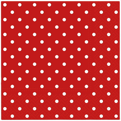 Suuri lautasliina 33 x 33 cm pilkut punainen 20 kpl/pkt