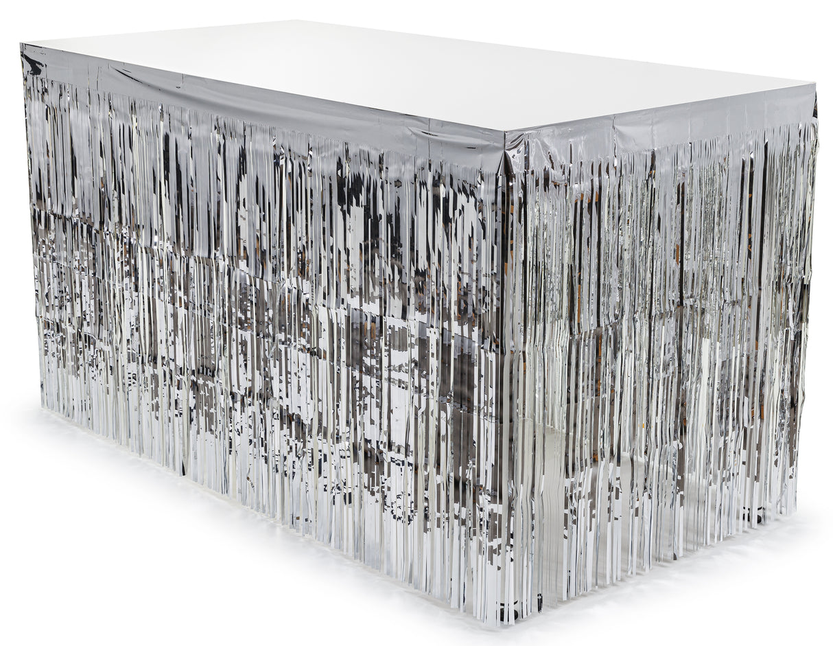 Juhlava pöydän reunus 300 x 80 cm hopeanvärinen