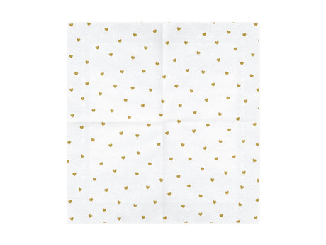 Suuri lautasliina kultaiset sydämet 33 x 33 cm 20 kpl/pkt