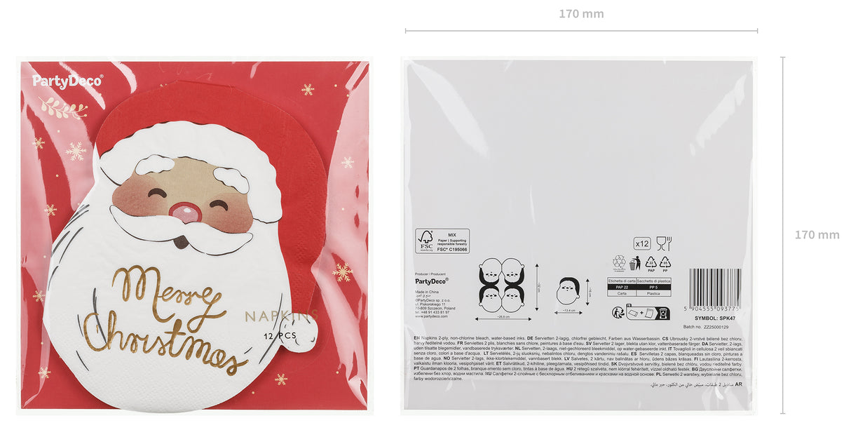 Joulupukki muotolautasliina 13,5 x 16 cm 12 kpl/pkt