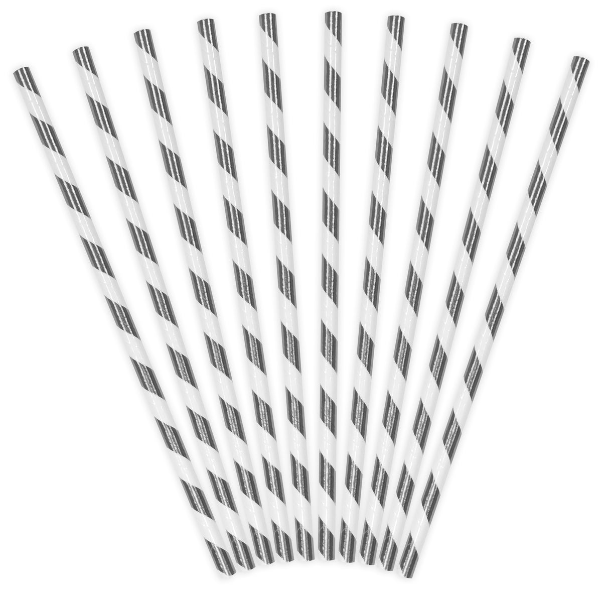 Pahvijuomapilli hopeanväriset raidat 10 kpl/pkt