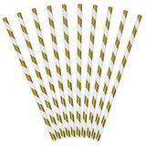 Pahvijuomapilli kullanväriset raidat 10 kpl/pkt