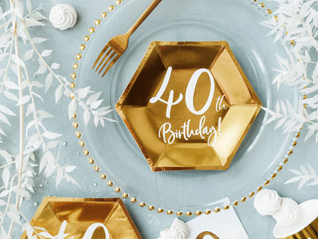 Happy Birthday 40 pahvilautanen korkeakiiltokulta 6 kpl/pkt