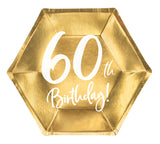 Happy Birthday 60 pahvilautanen korkeakiiltokulta 6 kpl/pkt