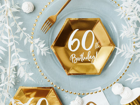 Happy Birthday 60 pahvilautanen korkeakiiltokulta 6 kpl/pkt