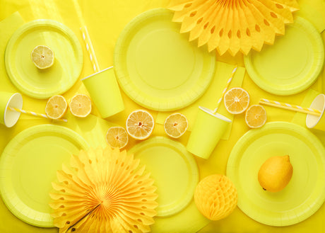 Pieni pahvilautanen keltainen, 18 cm 6 kpl/pkt