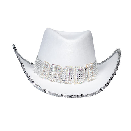 Cowboy hattu bride valkoinen