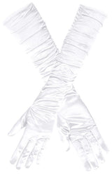 Käsineet valkoinen satiini rypytyksellä