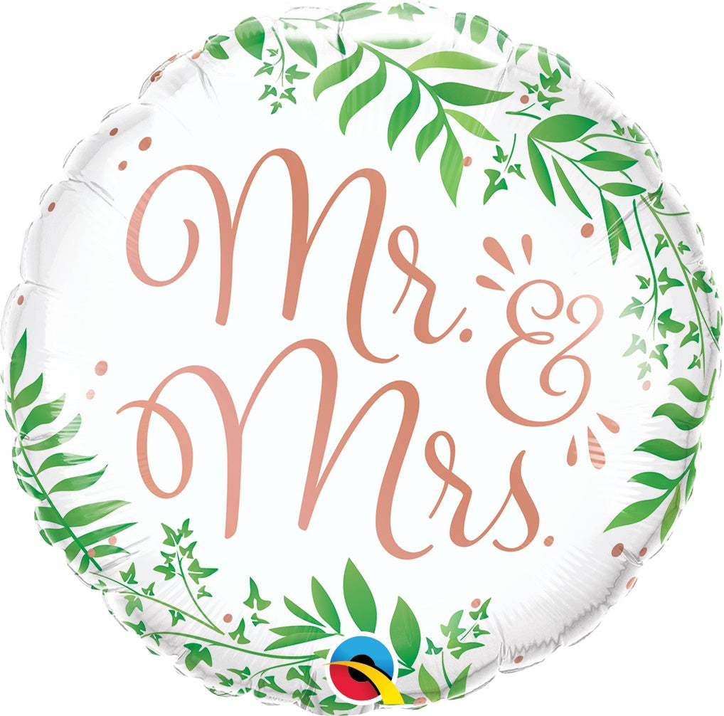MR. & MRS. vihreät lehvät foliopallo